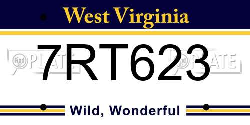 7RT623 West Virginia License Plate