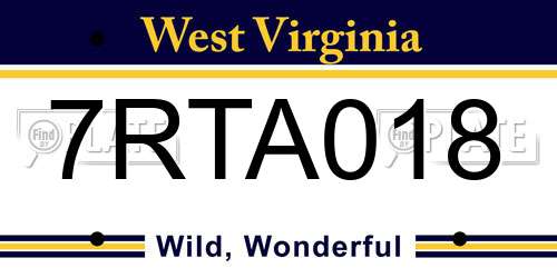 7RTA018 West Virginia License Plate