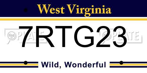 7RTG23 West Virginia License Plate
