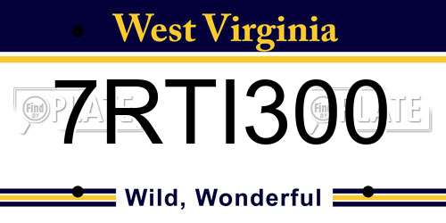 7RTI300 West Virginia License Plate