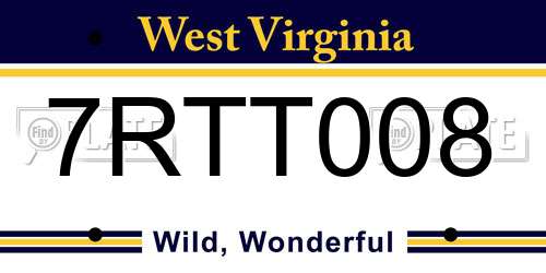 7RTT008 West Virginia License Plate