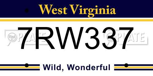 7RW337 West Virginia License Plate