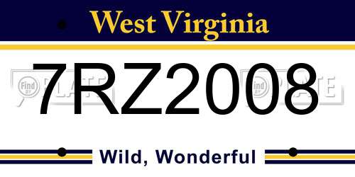 7RZ2008 West Virginia License Plate