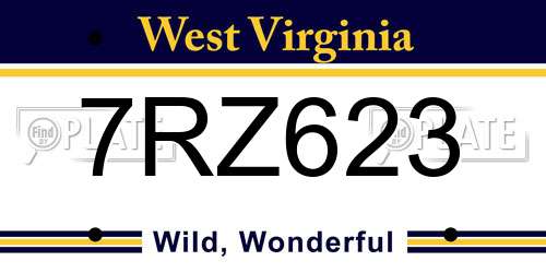 7RZ623 West Virginia License Plate