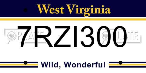 7RZI300 West Virginia License Plate