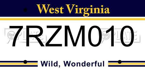 7RZM010 West Virginia License Plate