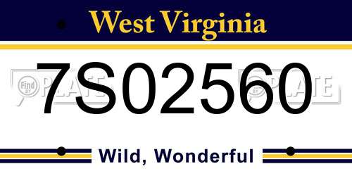 7S02560 West Virginia License Plate