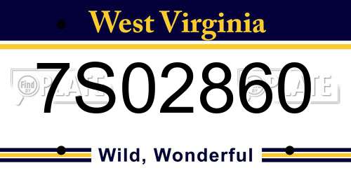 7S02860 West Virginia License Plate