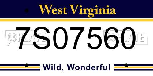7S07560 West Virginia License Plate