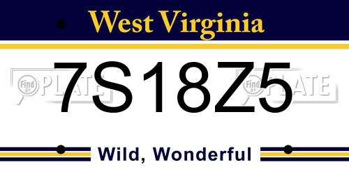 7S18Z5 West Virginia License Plate