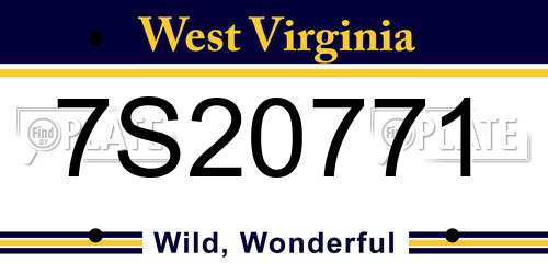 7S20771 West Virginia License Plate