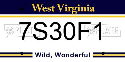7S30F1 West Virginia License Plate