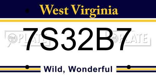7S32B7 West Virginia License Plate