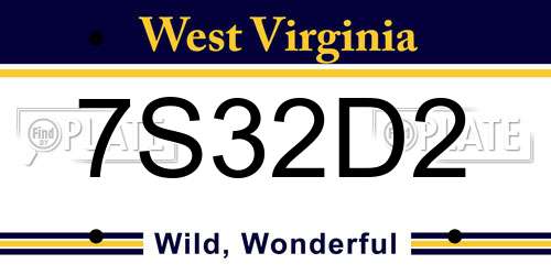 7S32D2 West Virginia License Plate