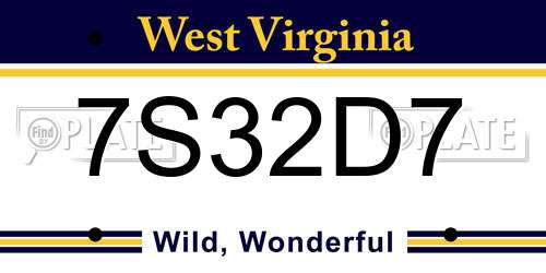 7S32D7 West Virginia License Plate