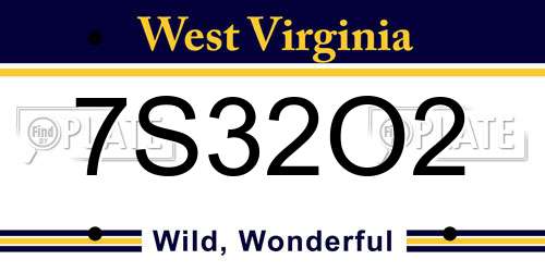 7S32O2 West Virginia License Plate