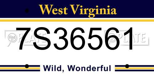 7S36561 West Virginia License Plate