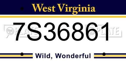 7S36861 West Virginia License Plate