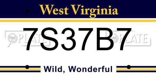 7S37B7 West Virginia License Plate