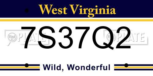 7S37Q2 West Virginia License Plate