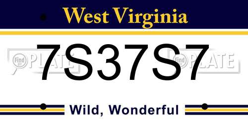7S37S7 West Virginia License Plate
