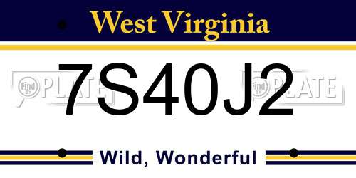 7S40J2 West Virginia License Plate