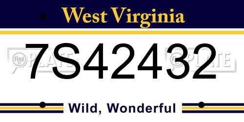 7S42432 West Virginia License Plate