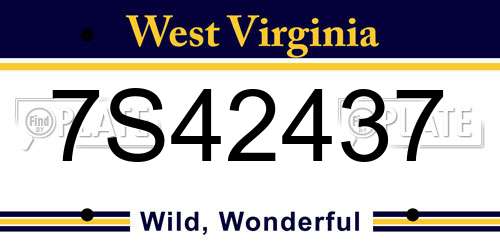 7S42437 West Virginia License Plate