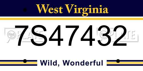 7S47432 West Virginia License Plate
