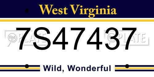 7S47437 West Virginia License Plate