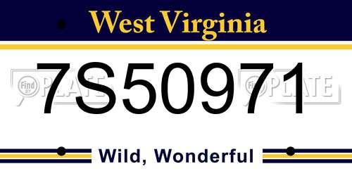 7S50971 West Virginia License Plate