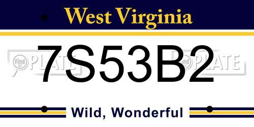 7S53B2 West Virginia License Plate