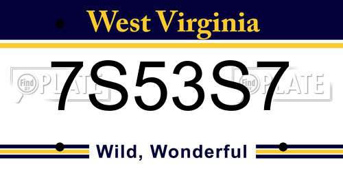 7S53S7 West Virginia License Plate