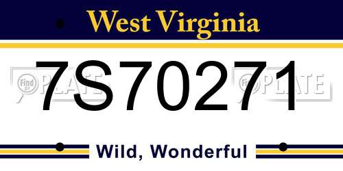 7S70271 West Virginia License Plate