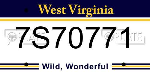 7S70771 West Virginia License Plate