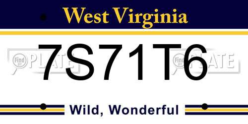 7S71T6 West Virginia License Plate