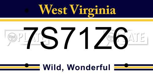 7S71Z6 West Virginia License Plate
