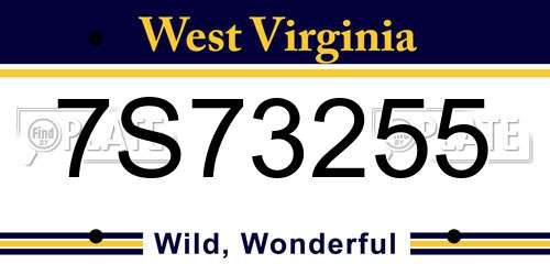 7S73255 West Virginia License Plate