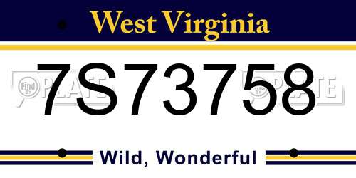 7S73758 West Virginia License Plate