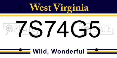 7S74G5 West Virginia License Plate
