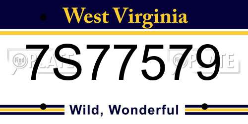 7S77579 West Virginia License Plate
