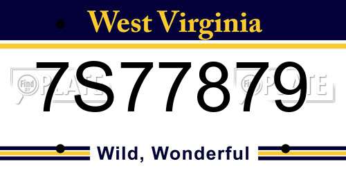 7S77879 West Virginia License Plate