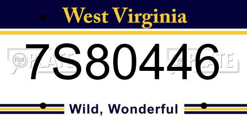 7S80446 West Virginia License Plate