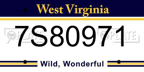 7S80971 West Virginia License Plate
