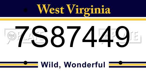 7S87449 West Virginia License Plate