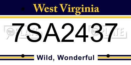 7SA2437 West Virginia License Plate
