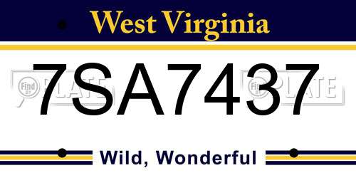7SA7437 West Virginia License Plate