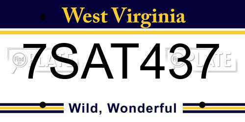 7SAT437 West Virginia License Plate