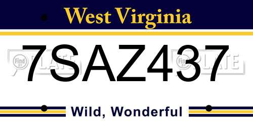 7SAZ437 West Virginia License Plate
