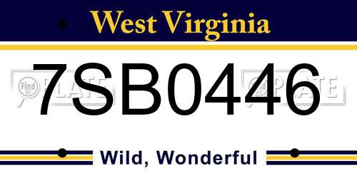 7SB0446 West Virginia License Plate